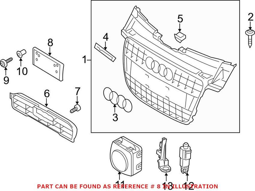 Audi License Plate Bracket 8K0807285AA1RR